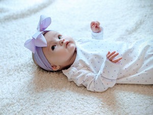 Lavender Polka Dot  Newborn Gown