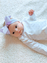 Load image into Gallery viewer, Lavender Polka Dot  Newborn Gown