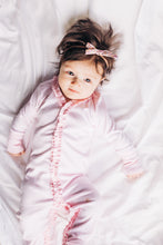 Load image into Gallery viewer, The Madison Pink Stripe Ruffle Footie