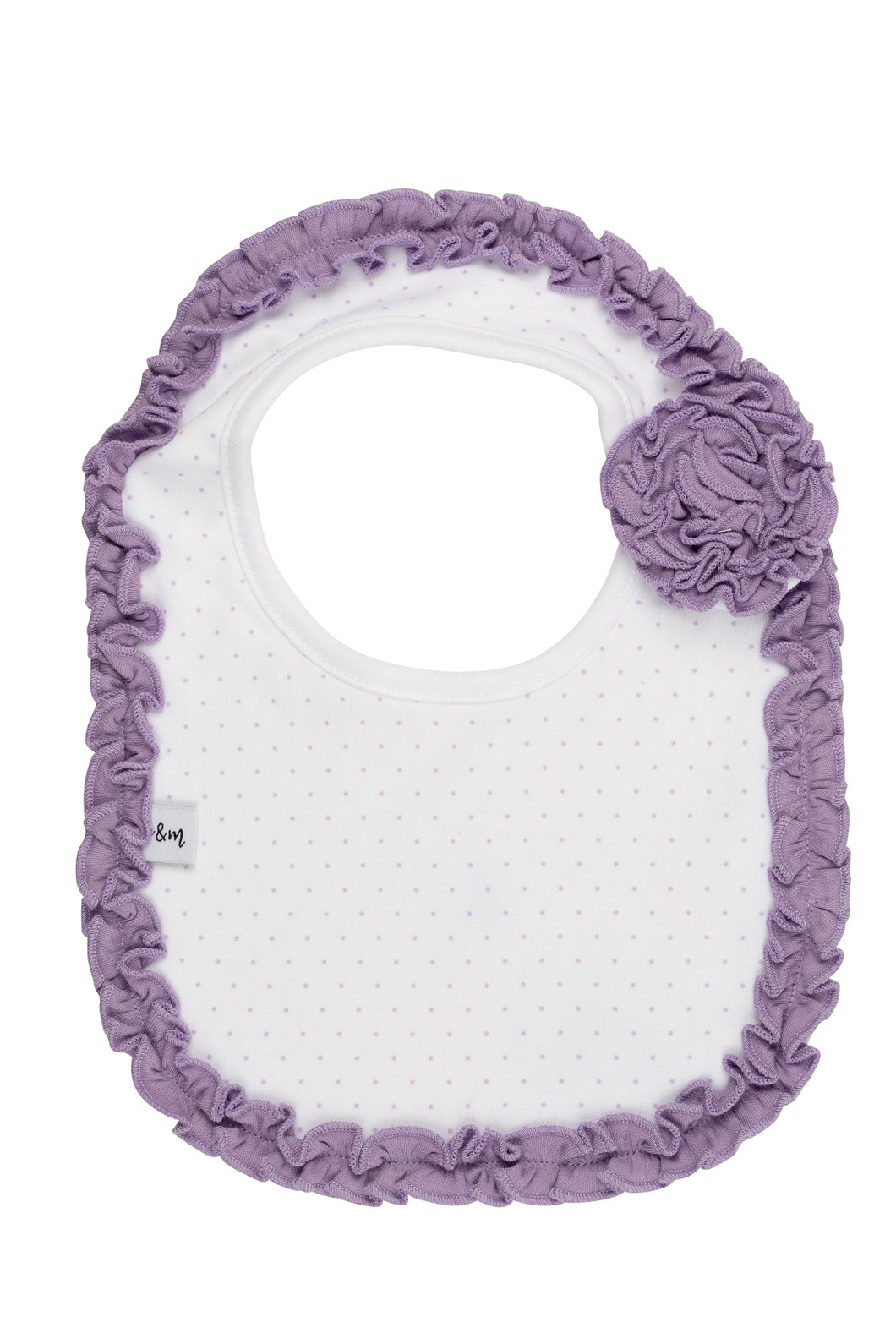 Lavender Dot Ruffle Bib