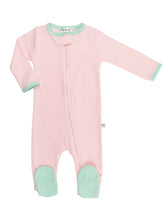 Load image into Gallery viewer, Pink and Mint Essential Zipper Front Footie