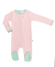 Load image into Gallery viewer, Pink and Mint Essential Zipper Front Footie