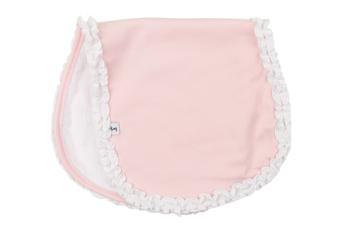 Over the Shoulder Pink Burp Cloth with Ruffles