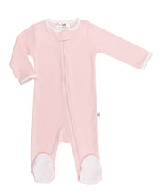 Load image into Gallery viewer, Pink and White Essential Zipper Front Footie