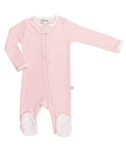 Pink and White Essential Zipper Front Footie