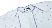 Load image into Gallery viewer, Lavender Polka Dot  Newborn Gown