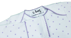 Lavender Polka Dot  Newborn Gown