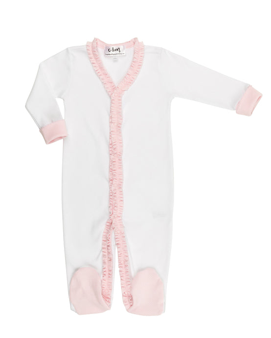 The Madison Pink Check Ruffle Footie